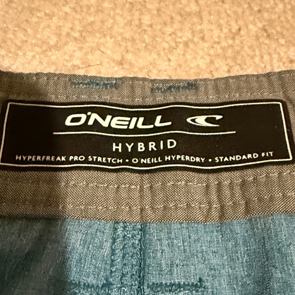 O'Neill Hybrid Hyperdry Teal Men's Flat Front Shorts - Picture 4 of 10